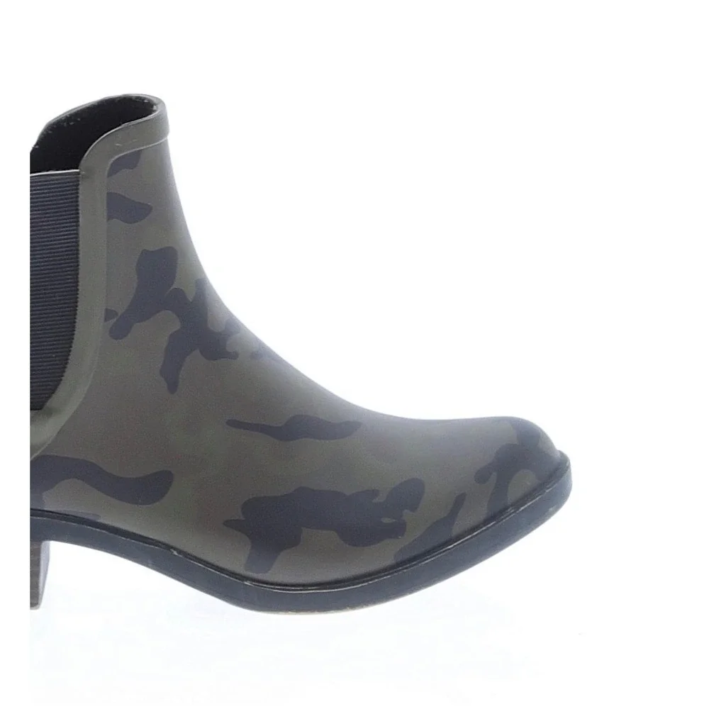 Lucky Brand Camo Rain Boots‎ Camouflage Waterproof Ankle Boots Block Heels Sz 8